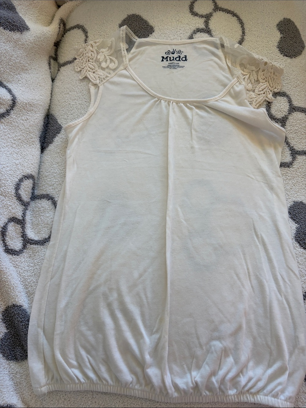 Mudd Cream Lace Cap-Sleeve Tank